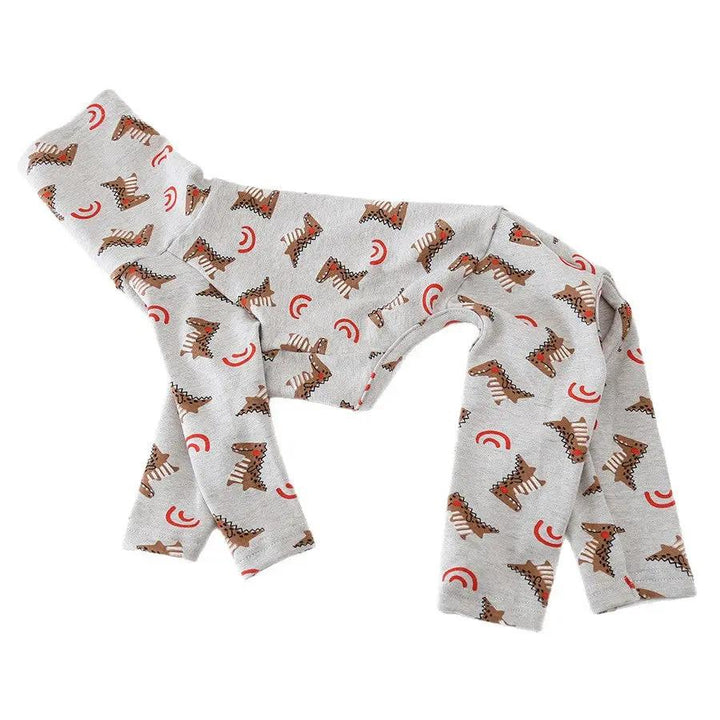Whippet and Greyhound Dinosaur Cotton Pajamas for pets, gray dog costume by SOCKPET