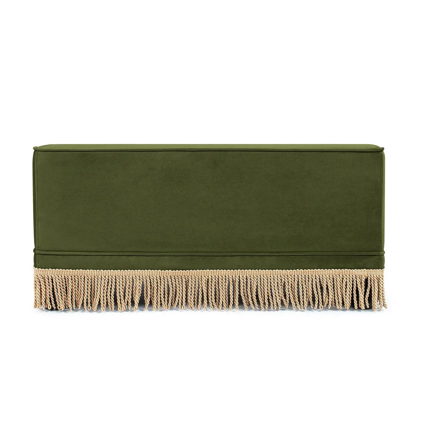 Duchess 33' Medium Princess Pet Bed Sofa with Fringe Skirt, Olive Green Velvet by HouseOfZazla