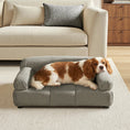 Gallery viewerに画像を読み込む, Marcel Upholstered Modern Pet Bed, Small to Medium Dog or Cat Uptown Gray Performance Velvet by HouseOfZazla
