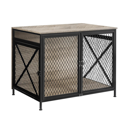 DWANTON Dog Crate Furniture 25" L Three-Door Wooden Dog Kennel Indoor Connectable Expansion Wooden Dog Crate Table for Small/Medium/Large Dog Dog House Dog Cage Large Greige - from For Animals, With Love