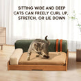 Load image into Gallery viewer, Modern wooden pet bed by Home Furnishers with beige cushion and sturdy frame, cat on it
