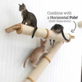 Carica l'immagine nel visualizzatore della galleria, Slanted Cat Scratcher for Wall by Catastrophic Creations, beige sisal rope wall ramp with three cats
