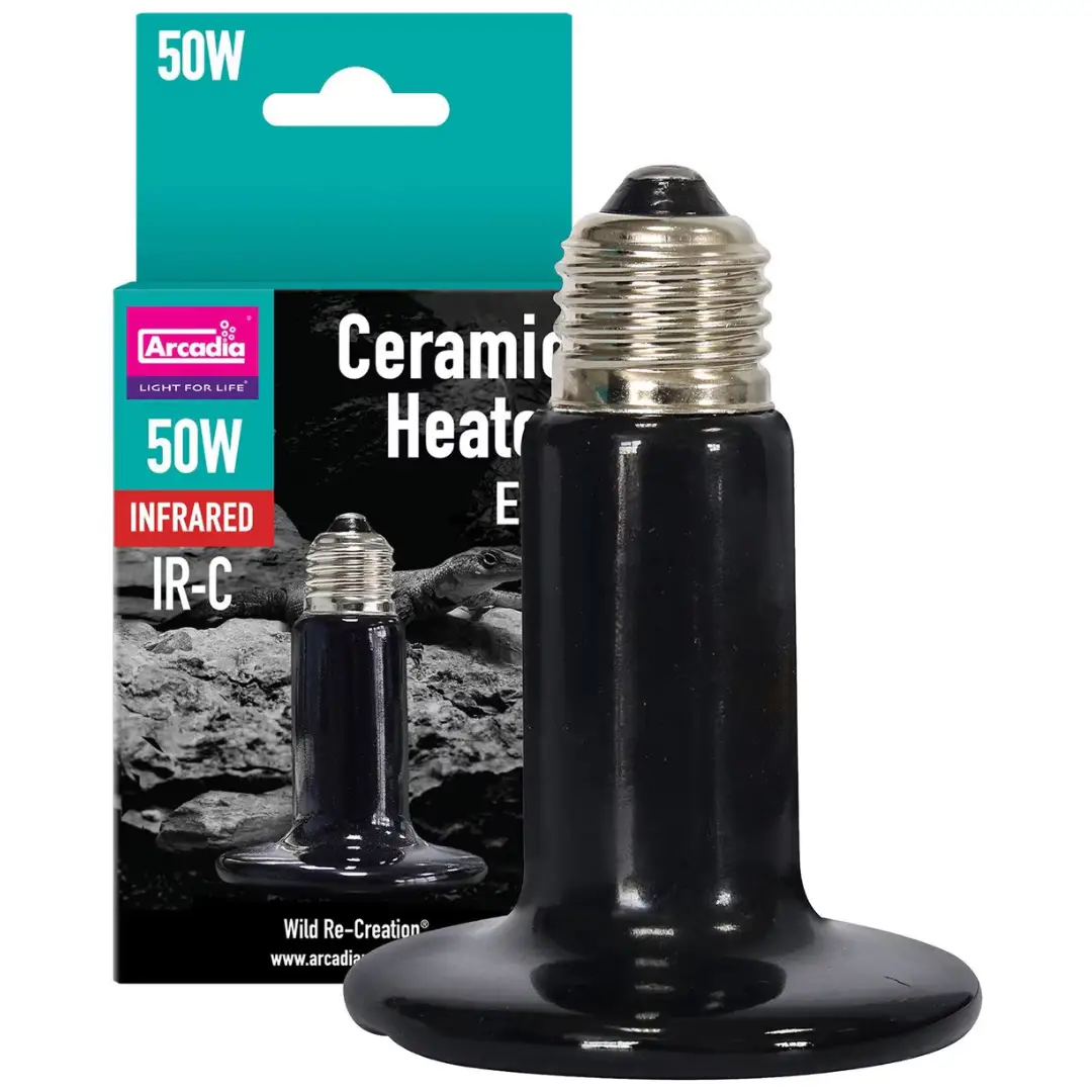 Arcadia Ceramic Heat Emitter Bulb, 50W infrared IR-C for reptile habitat heating
