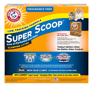 Arm and Hammer Super Scoop Fragrance Free reverse packaging graphic
