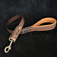 Load image into Gallery viewer, Bestia Aztec grey leather dog leash, view 2
