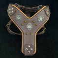 Charger l'image dans la visionneuse de la galerie, Bestia Dog Gear Aztec Grey Harness Old Silver Antique Brass Rivets by Bestia Dog Gear
