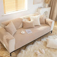Load image into Gallery viewer, Plush Nordic Sofa Slipcover with matching cushions in textured beige fabric by topspet
