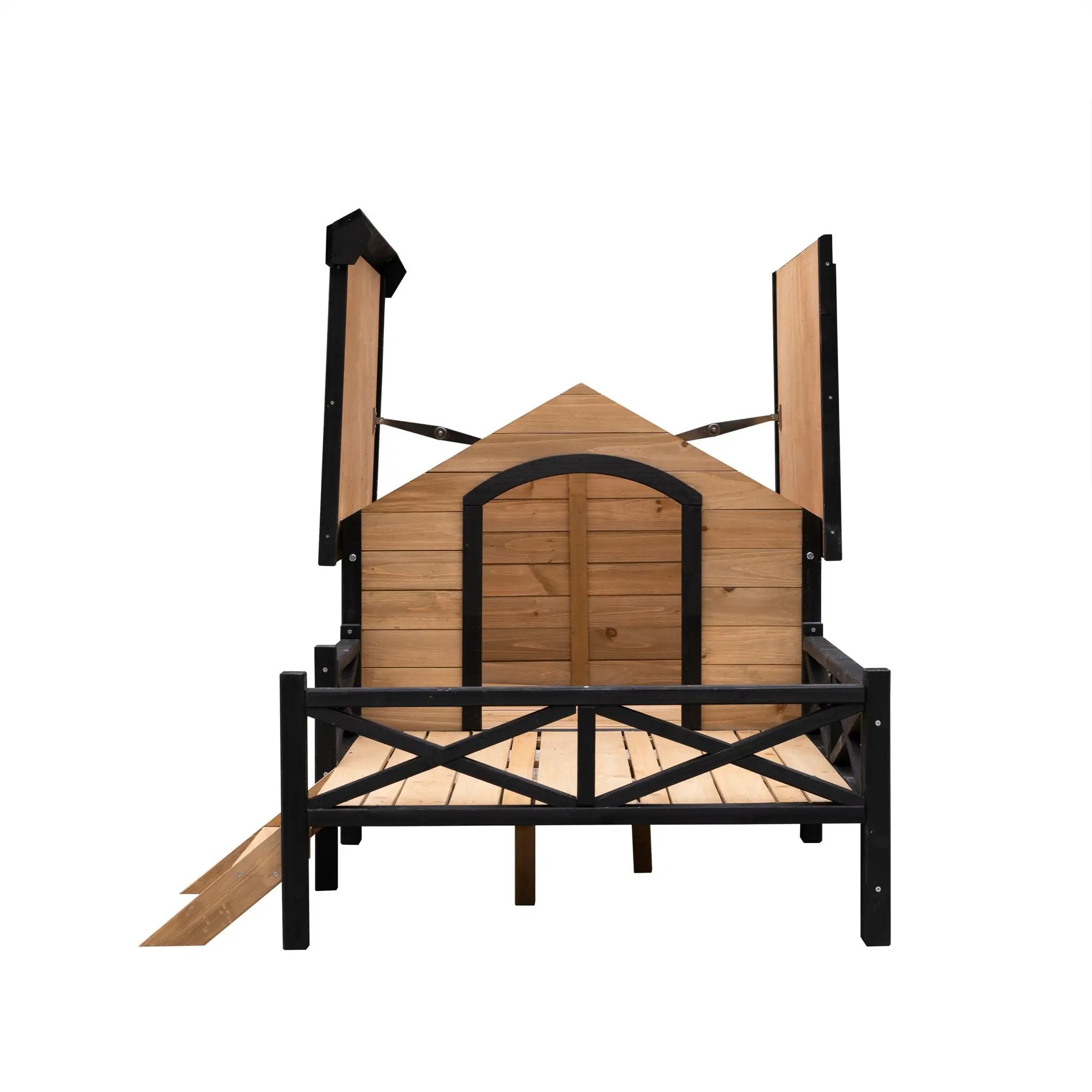 Outdoor Large Wooden Cabin House Style Dog Kennel with Porch by HouseOfZazla
