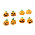 Bild in Galerie-Betrachter laden, Eight orange pumpkin plush toys with green stems and embroidered jack-o-lantern faces for a Halloween-themed pet toy set
