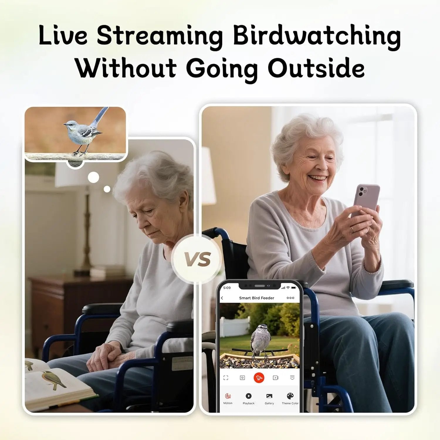 Bird Feeder Camera WiFi Smart AI Motion Detection 1080P 1.5L by Wags & Whiskers Pet Supply