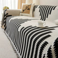 Load image into Gallery viewer, Chenille sofa cover by topspet, white with black frond pattern, non-slip universal protector.
