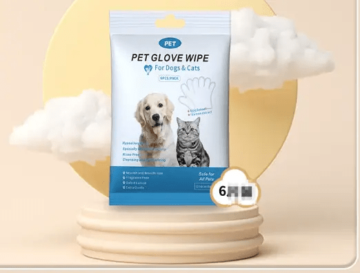 Premium Pet Cleaning Gloves And Safe Hygiene Wipes Kit For Dogs Cats by For Animals, With Love