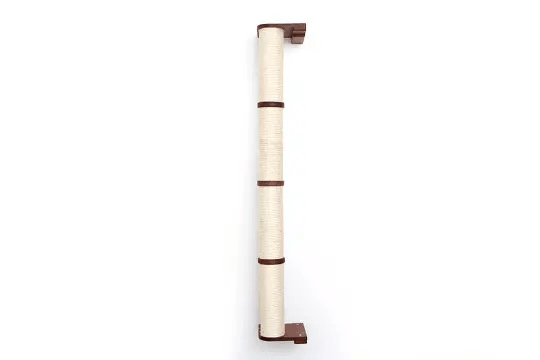 Wall Mounted Cat Climbing Pole - Sisal by Catastrophic Creations; cat scratcher with brown wood brackets