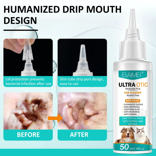 NaturaClean Pet Ear Cleaner 50ml Gentle Formula for Dogs and Cats by For Animals, With Love