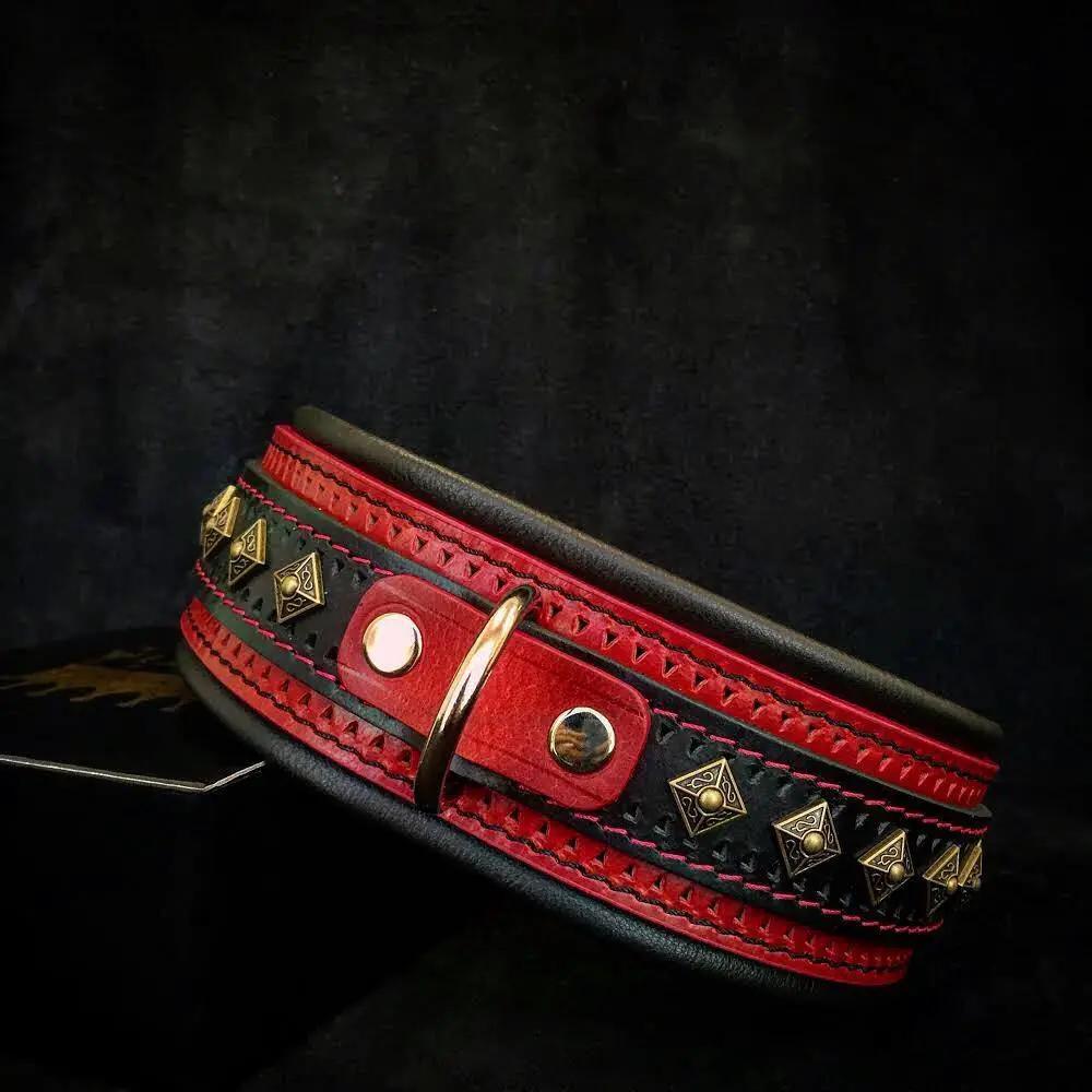 The "Balteus" red collar - Pet Collars & Harnesses from Bestia Dog Gear