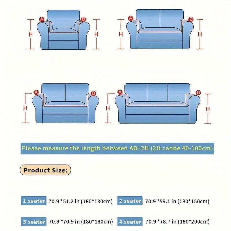 Chenille Fabric Sofa Cover by topspet, blue, non-slip universal protector for 1–4 seat sofas.
