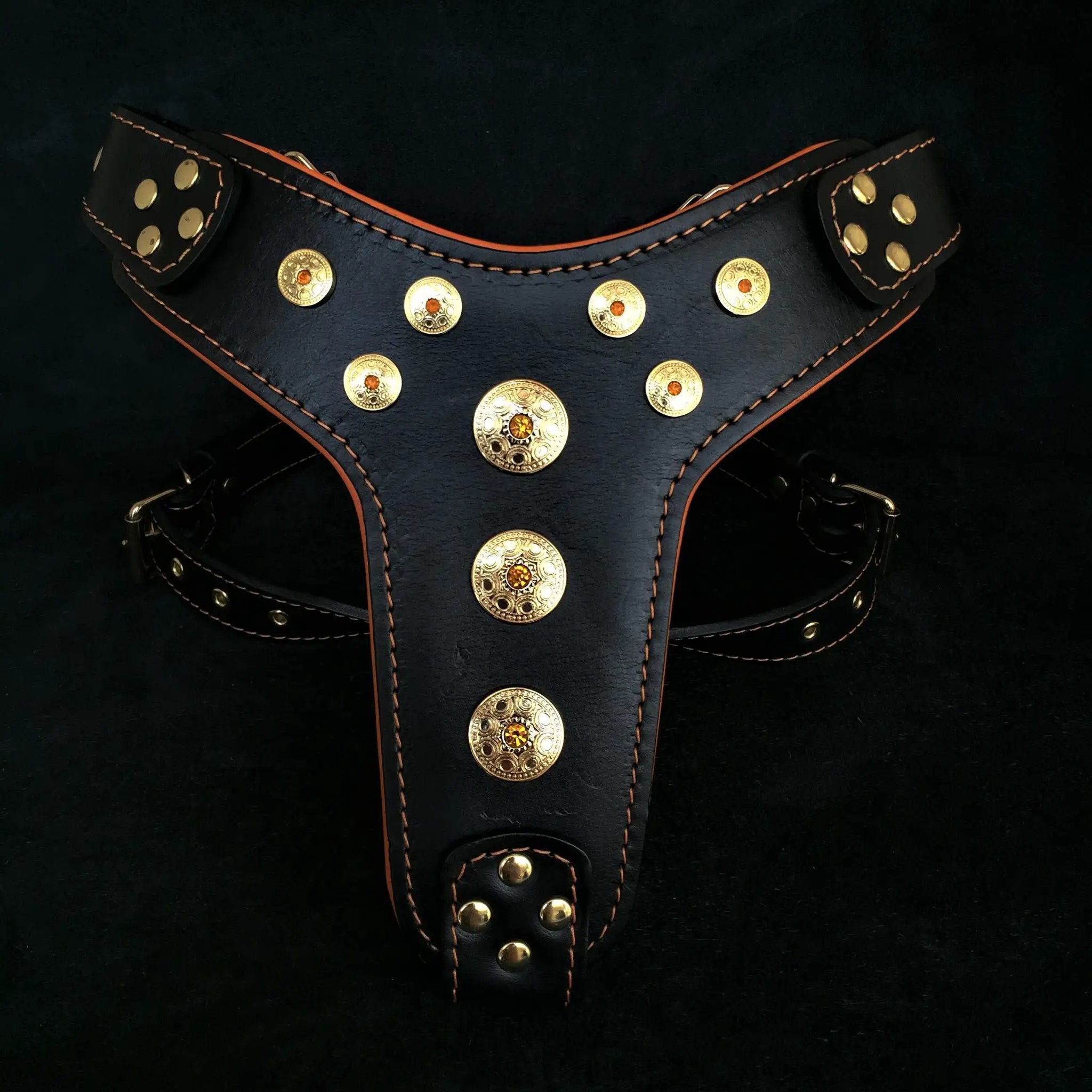 'Bijou'' harness Black & Orange for big dogs - Pet Collars & Harnesses from Bestia Dog Gear