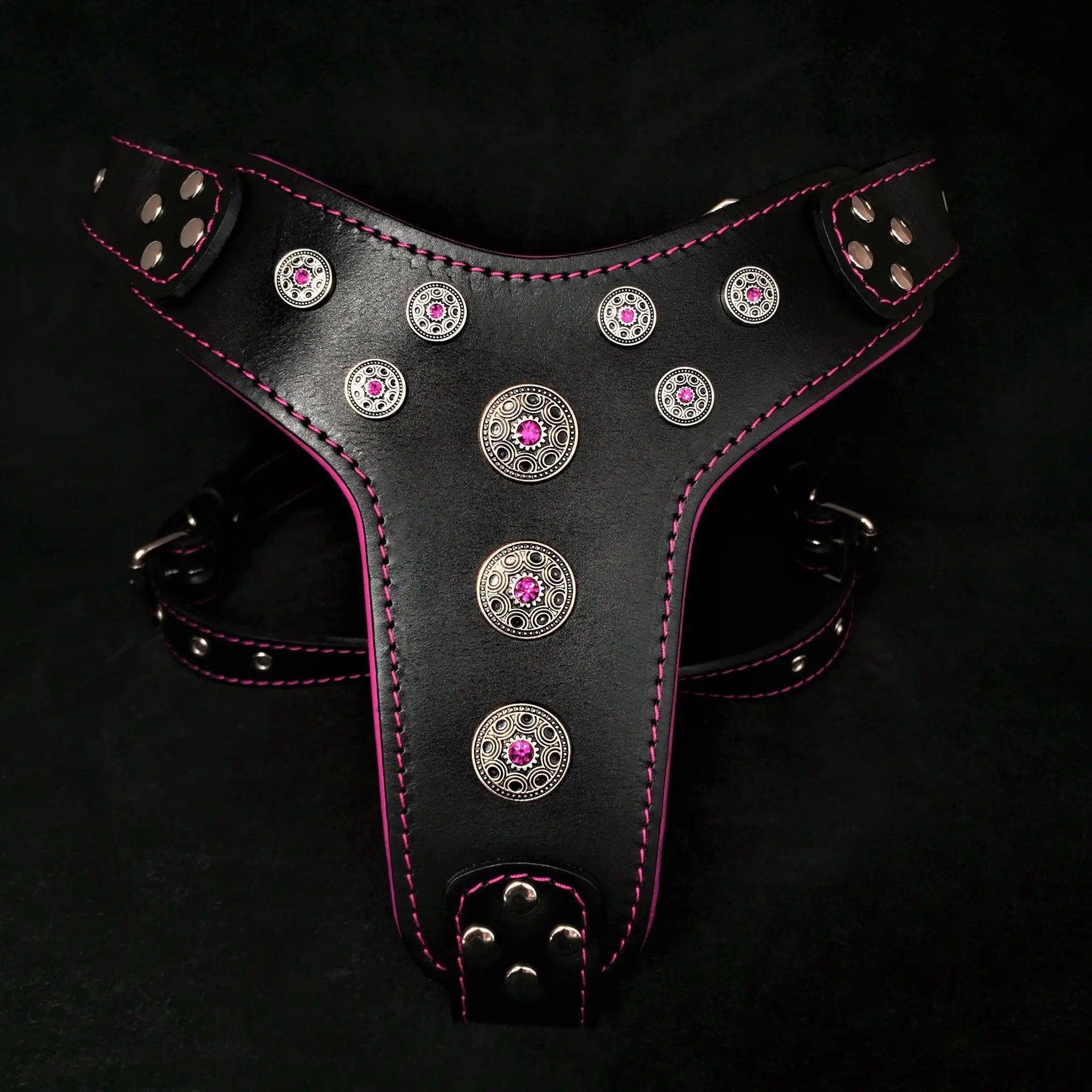 'Bijou'' harness Black & Pink for big dogs - Pet Collars & Harnesses from Bestia Dog Gear