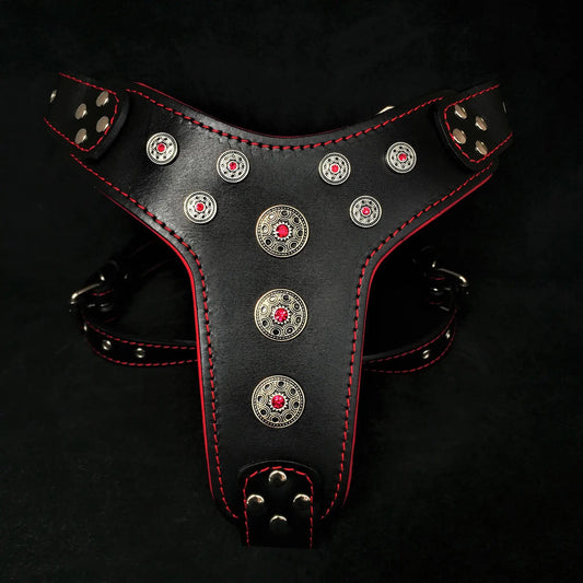 'Bijou'' harness Black & Red for big dogs - Pet Collars & Harnesses from Bestia Dog Gear