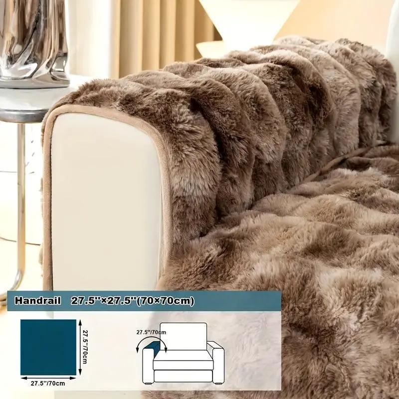 Luxurious Gradient Velvet Sofa Cover by topspet; plush brown velvet throw over a white sofa