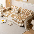 Load image into Gallery viewer, Versatile chenille sofa cover in cream with orange pattern, pet-friendly
