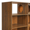 Bild in Galerie-Betrachter laden, Modern 2-in-1 cat house bookshelf by Sangria Beech, wooden cat tree display cabinet with round openings.
