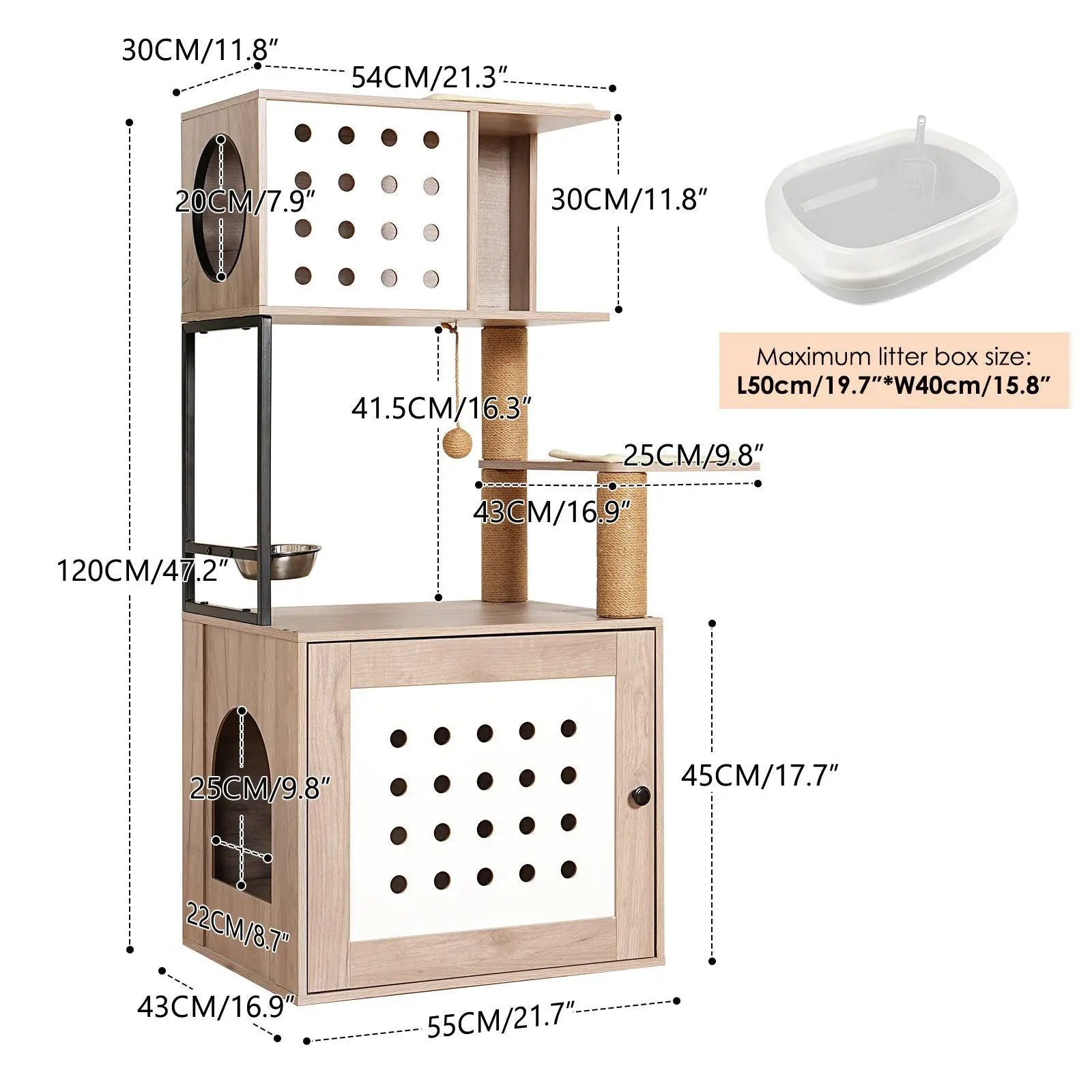 Cat Tree with Litter Box Enclosure and Large Hammock by HouseOfZazla