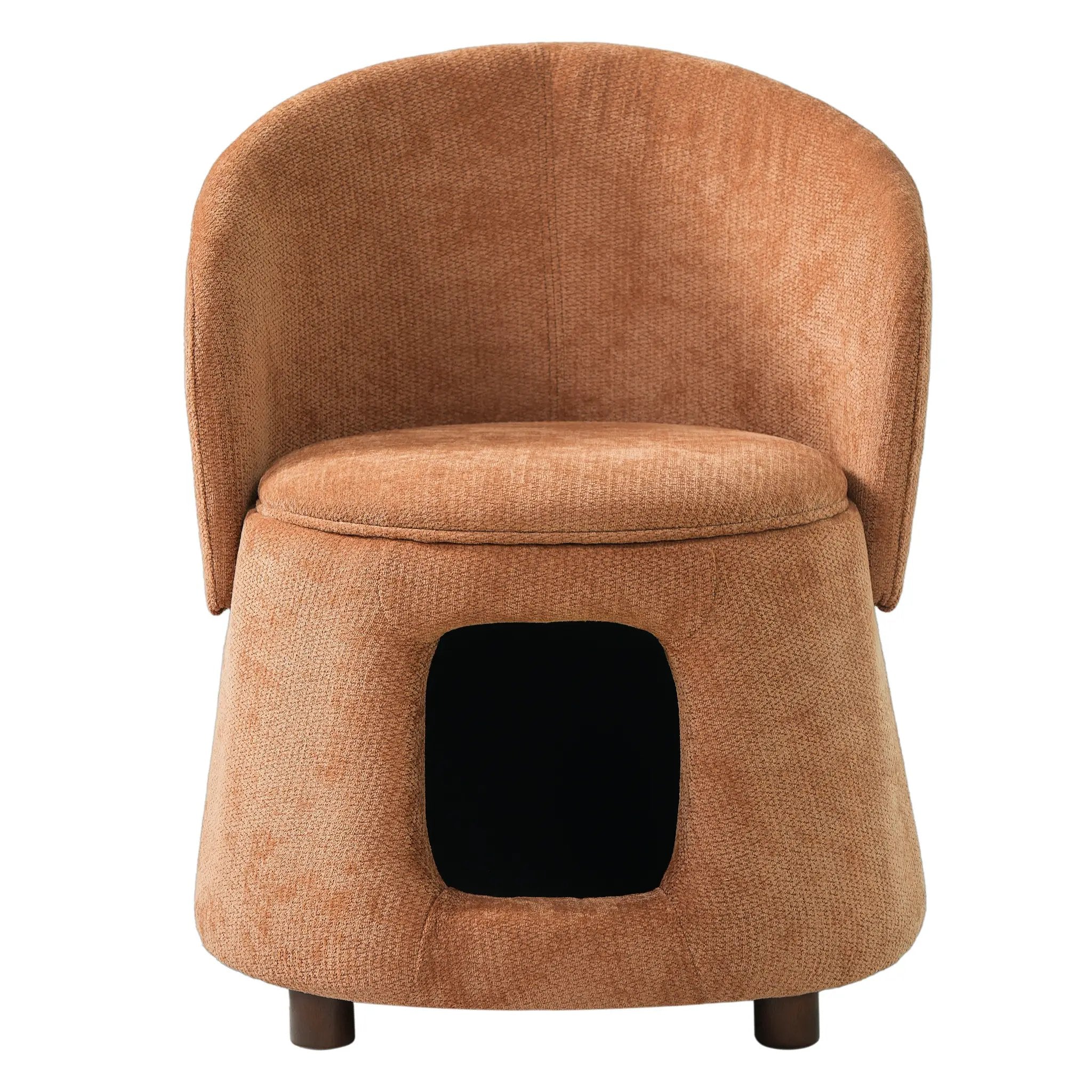 Orange pet-friendly chair with hidden pet nook; textured fabric, Home Furnishers Chairs & Accent Seating