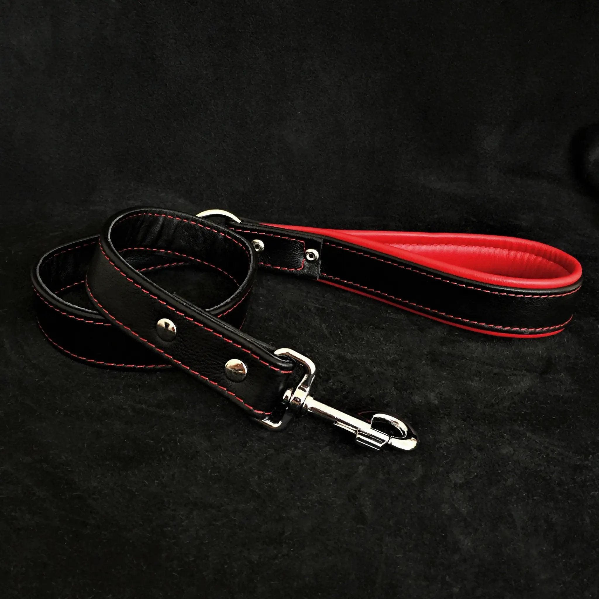 Black soft leather dog leash - Pet Leashes from Bestia Dog Gear