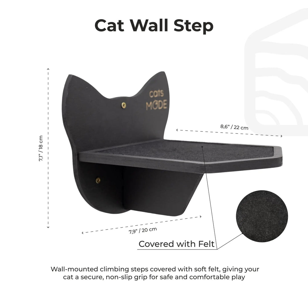 Enjoy The Wood Premium Solid Black Modular Wooden Cat Step Units by Enjoy The Wood