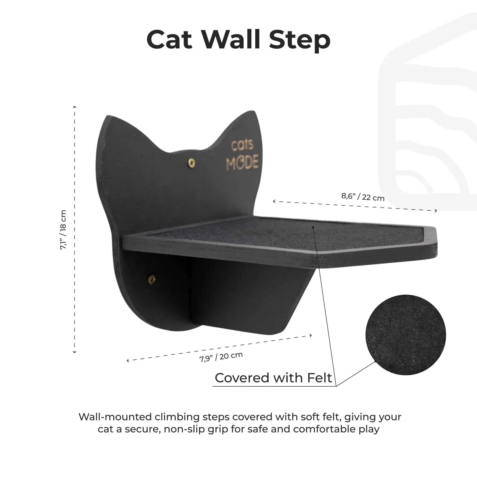 Enjoy The Wood Premium Solid Black Modular Wooden Cat Step Units by Enjoy The Wood