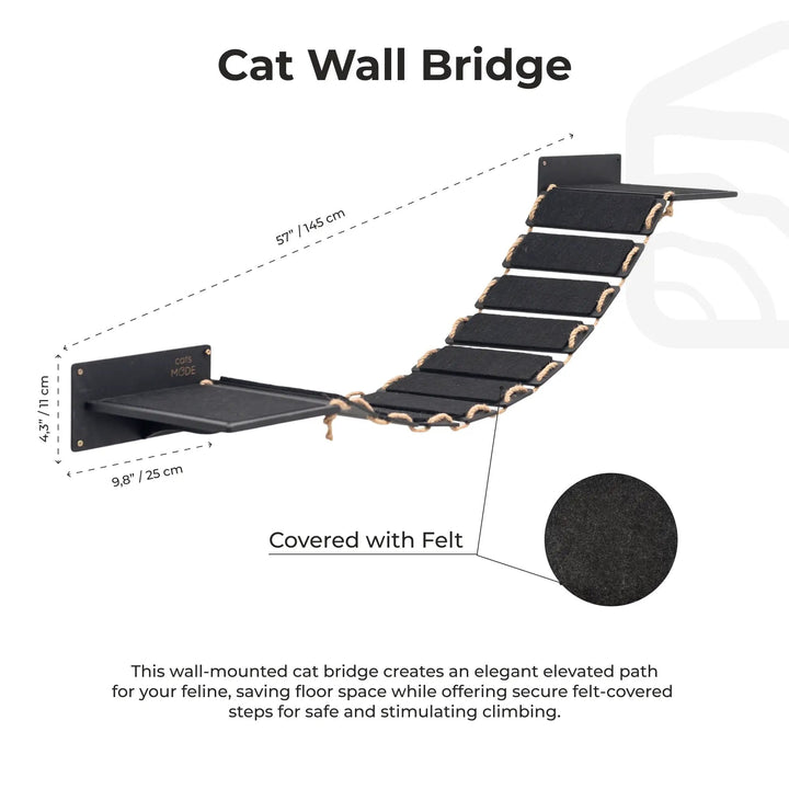 Enjoy The Wood Wall Cat Walk Black 48 Inch Wooden Climbing Bridge by Enjoy The Wood