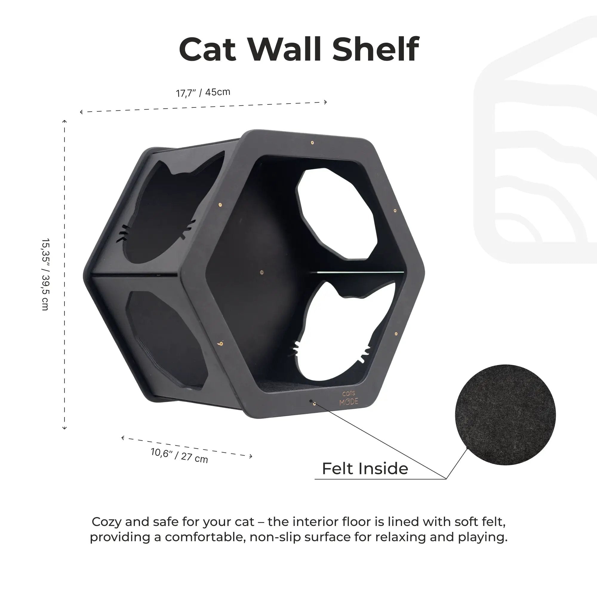 Enjoy The Wood Black Modular Vertical Wall Mount Cat Climbing Shelves by Enjoy The Wood