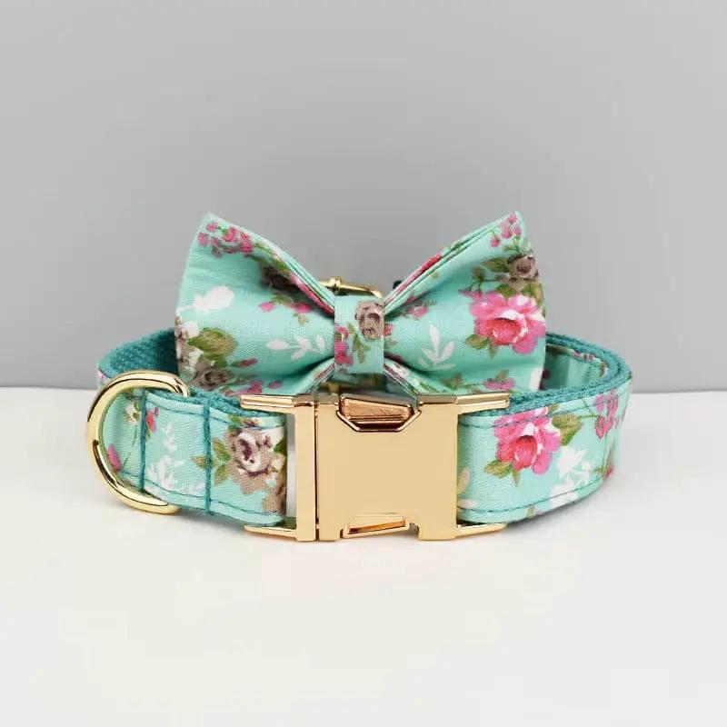 Blue Blossom Floral Harness Lead Set 3 Piece Kit With Removable Bow by DDPaws