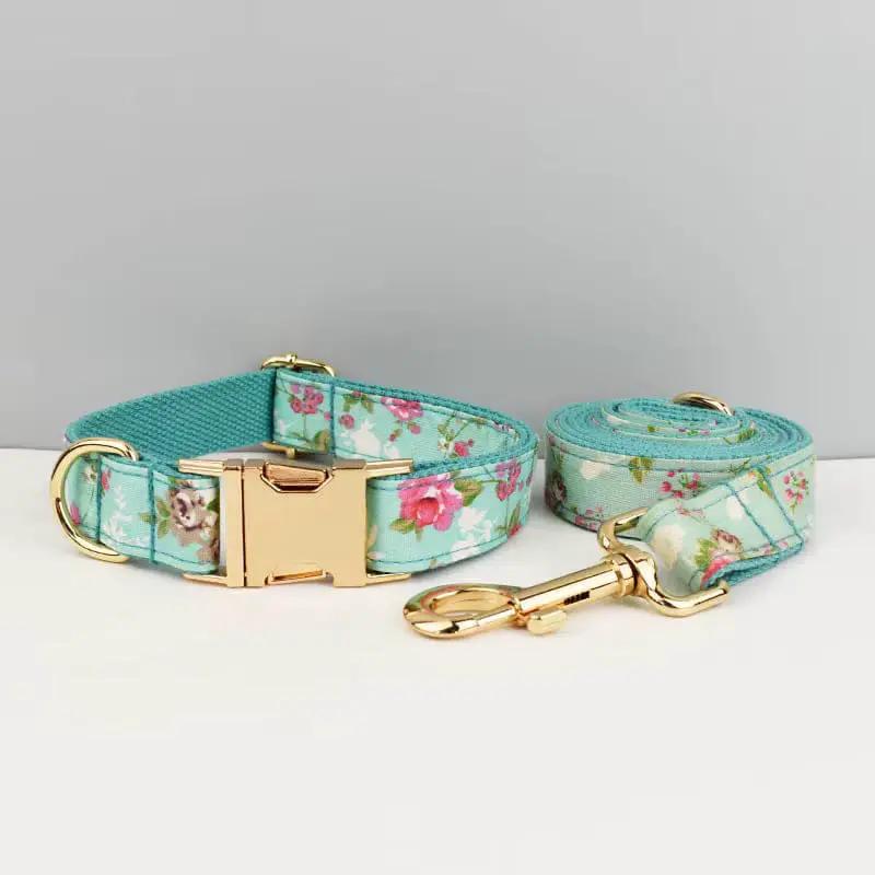 Blue Blossom Floral Harness Lead Set 3 Piece Kit With Removable Bow by DDPaws