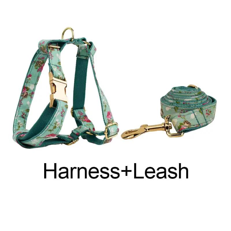 Blue Blossom Floral Harness Lead Set 3 Piece Kit With Removable Bow by DDPaws