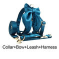 Load image into Gallery viewer, Luxe Blue Green Satin Dog Harness And Leash Set No Pull Custom Matching Pet Walking Gear Style by DDPaws
