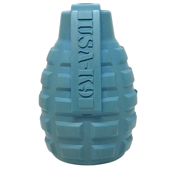 USA-K9 Grenade Rubber Dog Chew Toy Ultra Durable Heavy Duty Red Blue by SodaPup/True Dogs, LLC