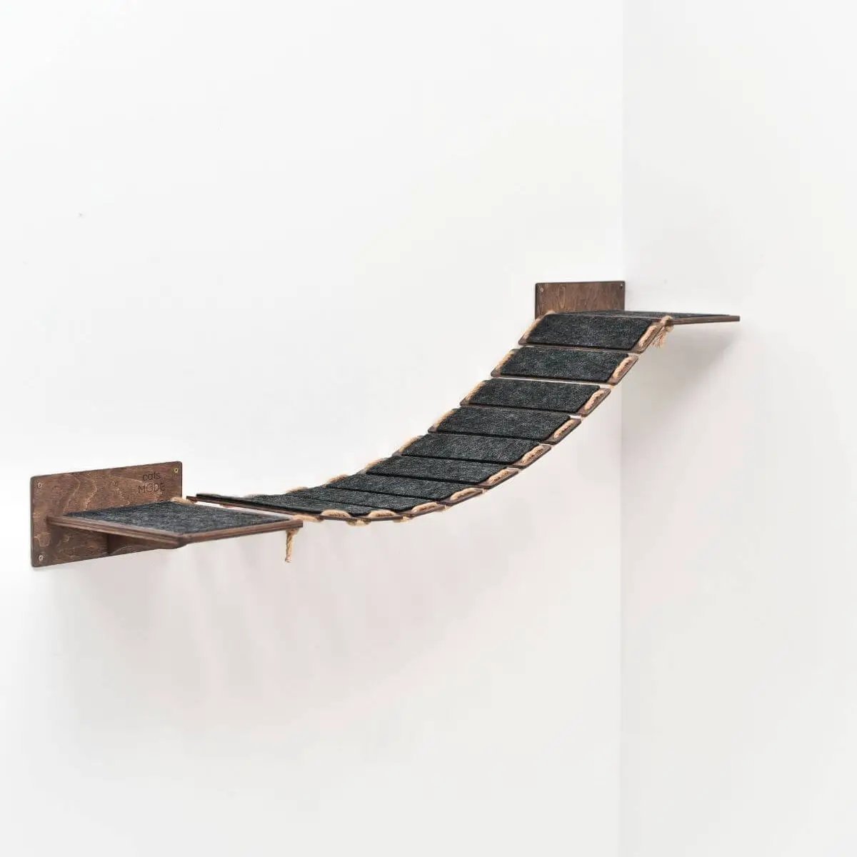 Cat Wood Bridge Wall Mounted Cat Shelf 48 Inch Dark Walnut by Enjoy The Wood