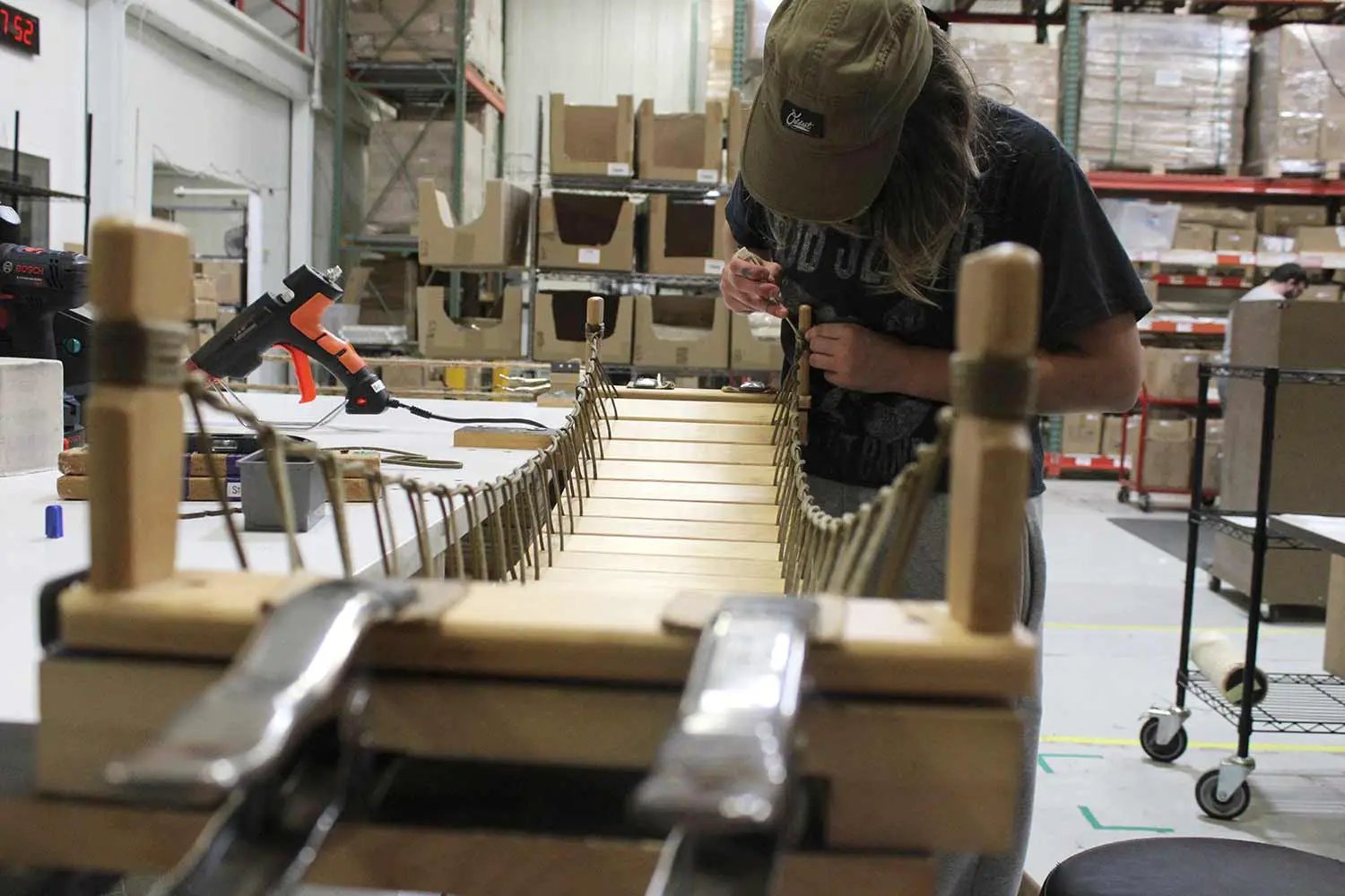 Cat Bridge for Wall wooden cat perch under assembly in a workshop