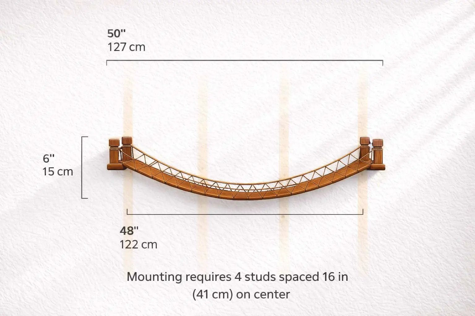 Cat Bridge for Wall by Catastrophic Creations; curved brown wooden cat perch with lattice sides