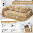Load image into Gallery viewer, topspet Premium Couch Cover Blanket in mustard yellow with a white geometric pattern for sofa and chair cushions
