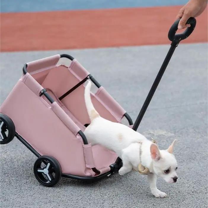 Pet Zen pink foldable pet stroller cart for small pets