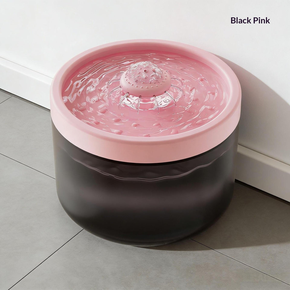 Black and pink round bubbler fountain