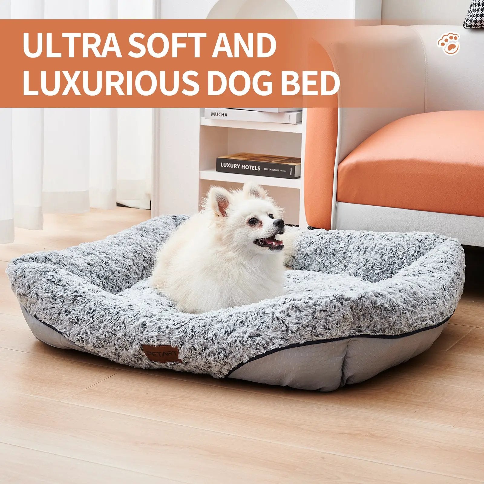 Swirl Rose Velvet Calming Dog Bed Anti-Anxiety Plush Pet Sofa Small by Sell My Stuff