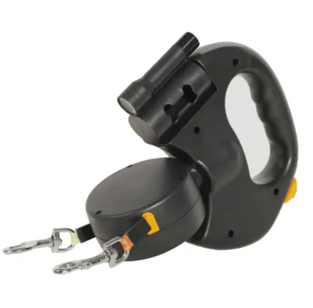 AutoWalk Automatic Double Dog Leash Retractable Telescopic Walking Aid With LED Light Clip by For Animals, With Love
