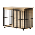 Charger l'image dans la visionneuse de la galerie, Large wooden dog crate furniture by Sangria Beech with wheels, secure doors, removable tray.
