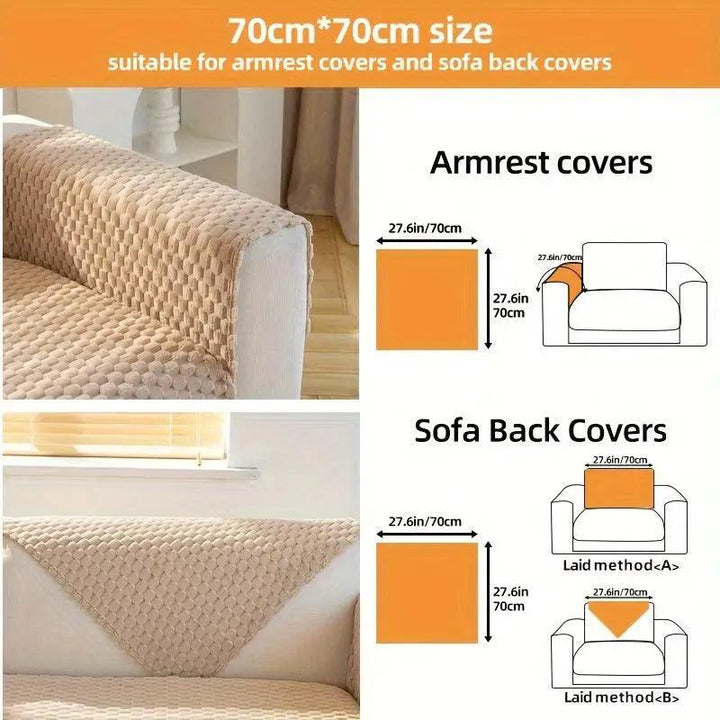 Nordic Knit Sofa Cover - Non-Slip Furniture Protector size details suitable for armrest and sofa back covers.