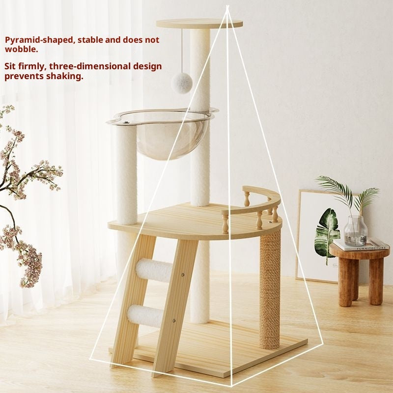 N12 cat tree with staircase and single capsule bowl