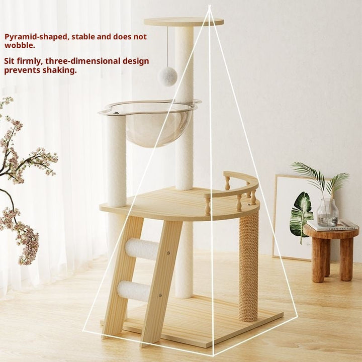 N12 cat tree with staircase and single capsule bowl